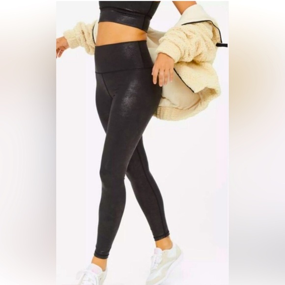 aerie Pants - OFFLINE by Aerie Shine Crackle High Waisted Black Leather leggings Medium